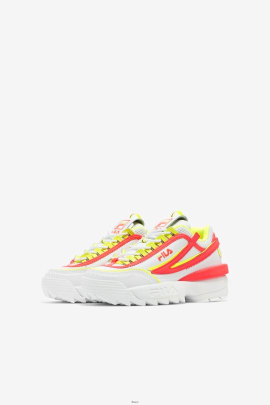 fila bílá/ohnivý korál/žlutá little kids' disruptor 2 zk 0668L2188 bílá/ohnivý korál/žlutá FILA