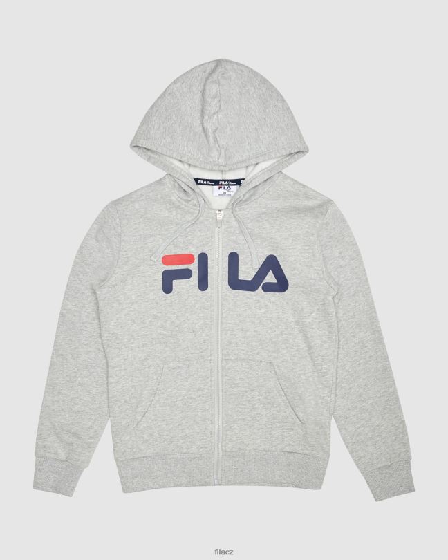 fila klasický dětský zip s kapucí stříbrná marle 0668L3121 stříbrný marle FILA