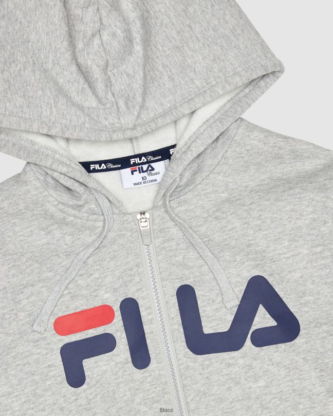 fila klasický dětský zip s kapucí stříbrná marle 0668L3121 stříbrný marle FILA