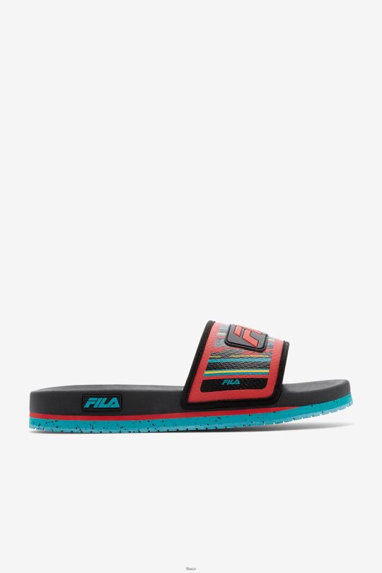 fila černá/capri breeze/červená pánská lunární skluzavka 0668L184 černá/capri vánek/červená FILA