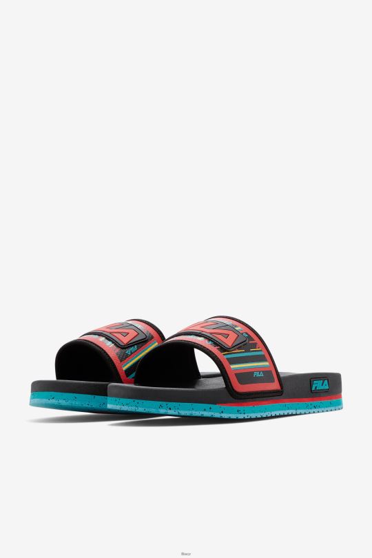 fila černá/capri breeze/červená pánská lunární skluzavka 0668L184 černá/capri vánek/červená FILA