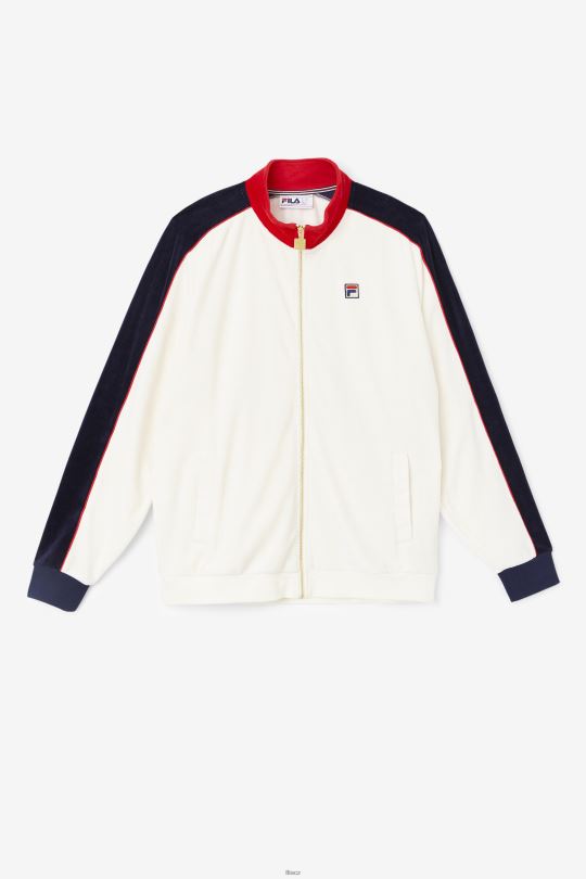 cima velurová bunda fila gardénie/červená/peacoat 0668L824 gardénie/červený/páv FILA