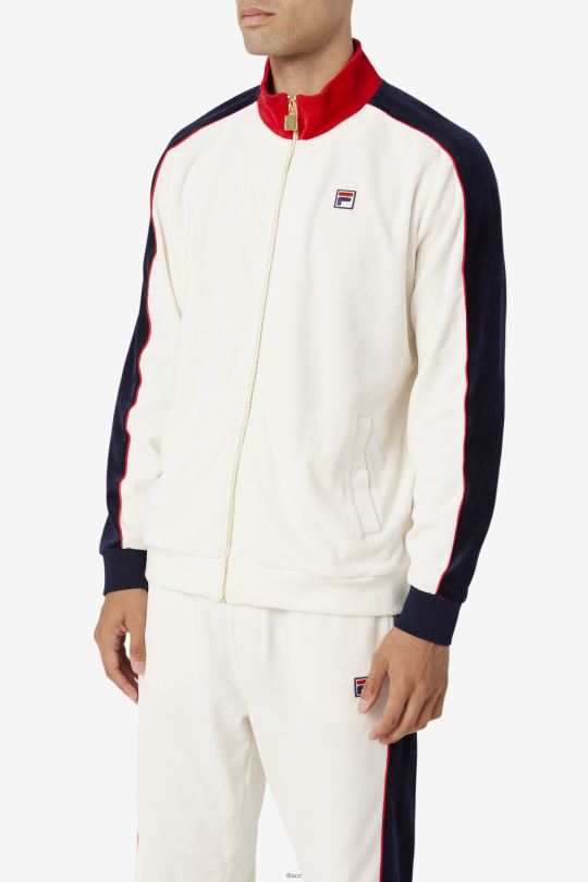 cima velurová bunda fila gardénie/červená/peacoat 0668L824 gardénie/červený/páv FILA