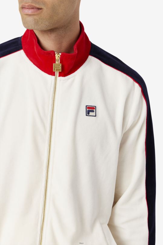 cima velurová bunda fila gardénie/červená/peacoat 0668L824 gardénie/červený/páv FILA