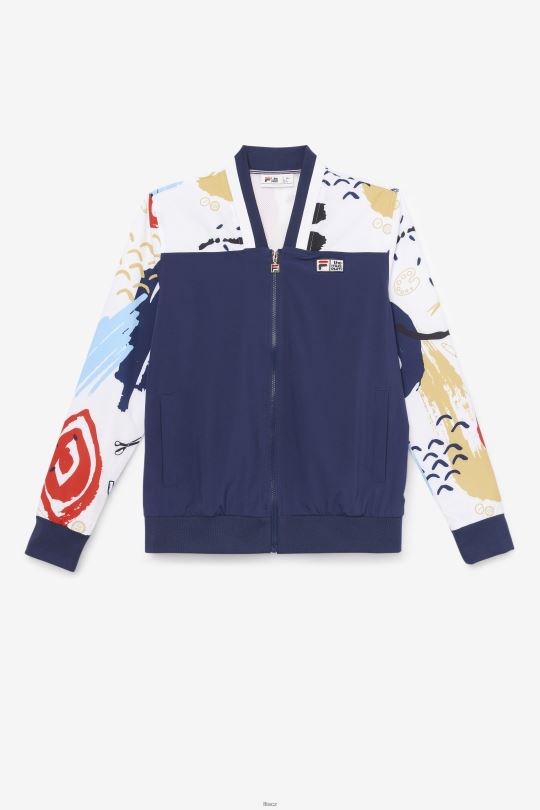 fila x the museum tištěná tepláková bunda peacoat/white/red fila 0668L833 peacoat/bílá/červená FILA