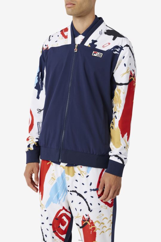fila x the museum tištěná tepláková bunda peacoat/white/red fila 0668L833 peacoat/bílá/červená FILA