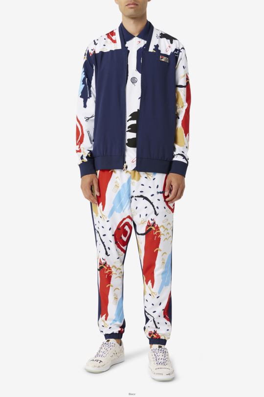 fila x the museum tištěná tepláková bunda peacoat/white/red fila 0668L833 peacoat/bílá/červená FILA