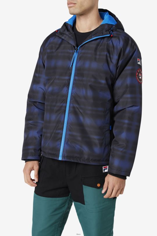 modrý stín check fila beta puffer bunda 0668L891 kontrola modrého stínu FILA