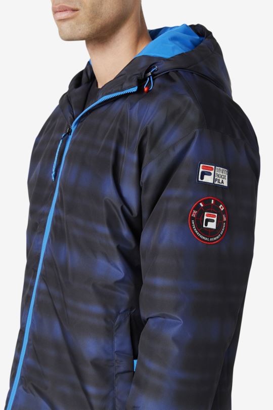 modrý stín check fila beta puffer bunda 0668L891 kontrola modrého stínu FILA