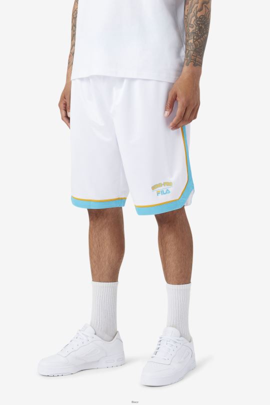 fila bílá/modrá/zářivě žlutá poloprofesionální basketbalová šortka 0668L706 bílá/modrá/zářivě žlutá FILA