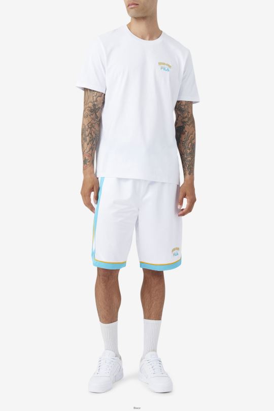 fila bílá/modrá/zářivě žlutá poloprofesionální basketbalová šortka 0668L706 bílá/modrá/zářivě žlutá FILA