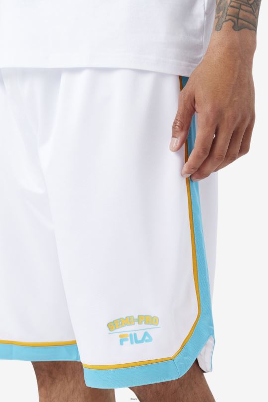 fila bílá/modrá/zářivě žlutá poloprofesionální basketbalová šortka 0668L706 bílá/modrá/zářivě žlutá FILA