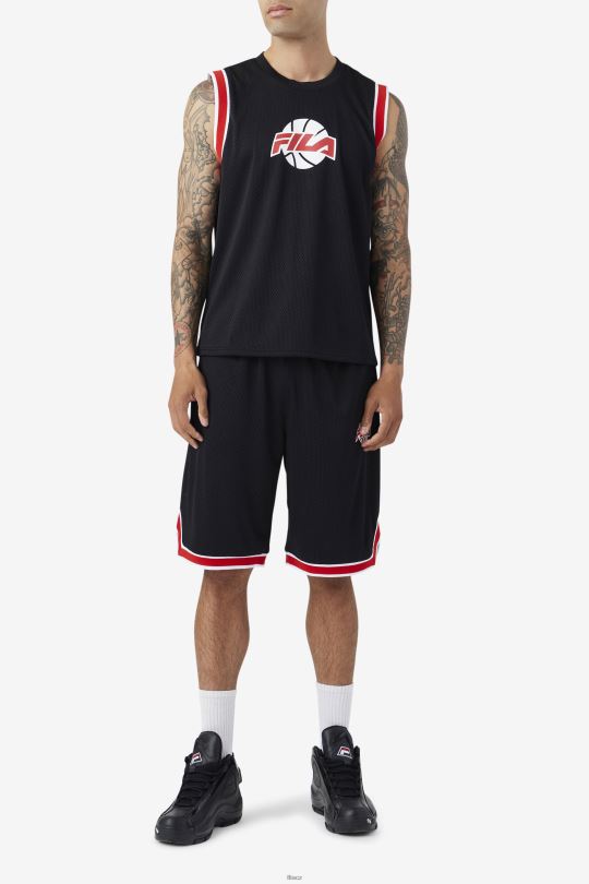 fila black/red/white basketball ovi short 0668L724 černá/červená/bílá FILA