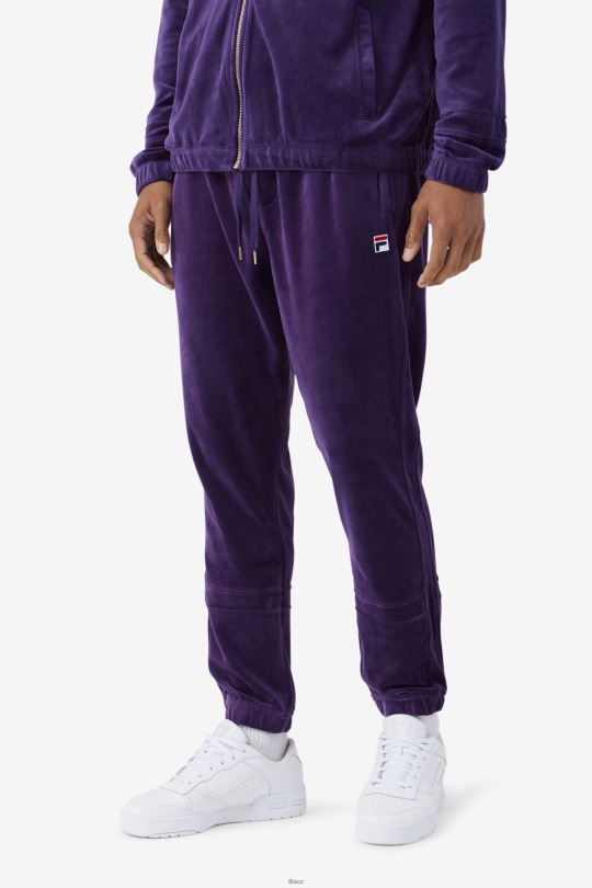 fila ravid velurové kalhoty blackberry cordial 0668L577 ostružinový srdečný FILA