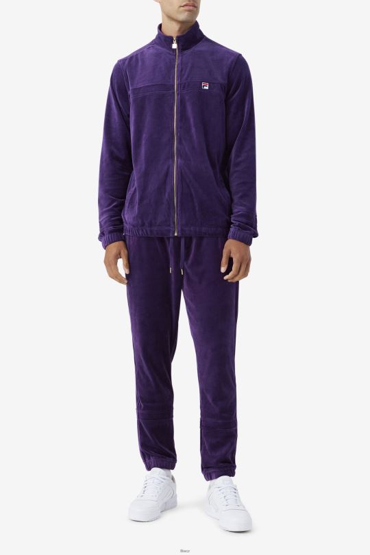 fila ravid velurové kalhoty blackberry cordial 0668L577 ostružinový srdečný FILA