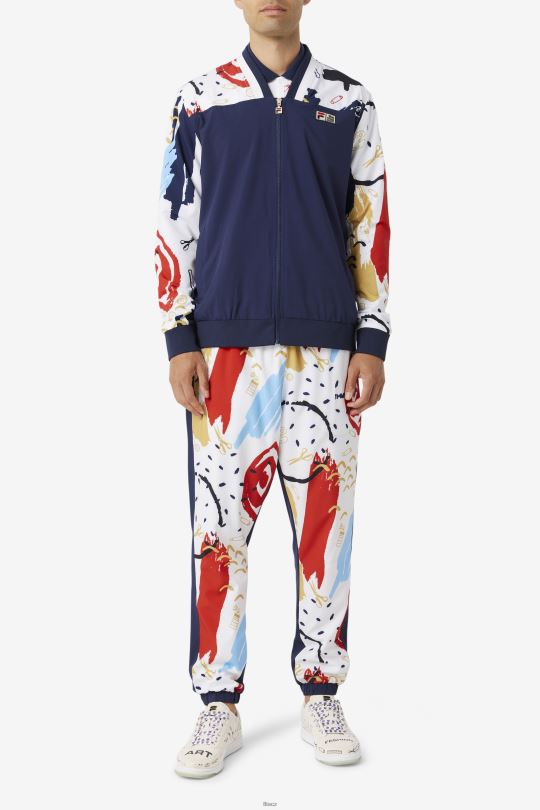 fila x the museum tištěné kolejové kalhoty fila peacoat/white/red 0668L698 peacoat/bílá/červená FILA