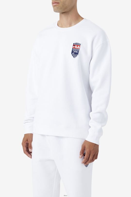 bílá fila 2pac fleecová záplata crew 0668L513 bílý FILA