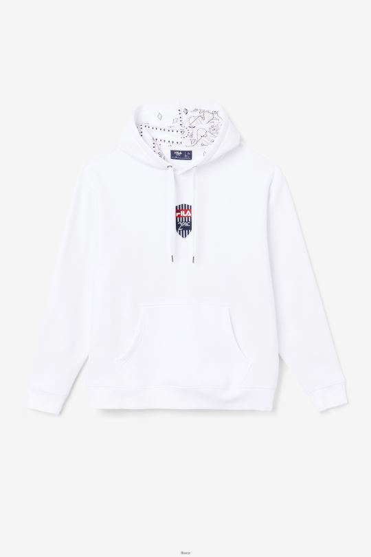 bílá mikina s kapucí fila 2pac 0668L477 bílý FILA