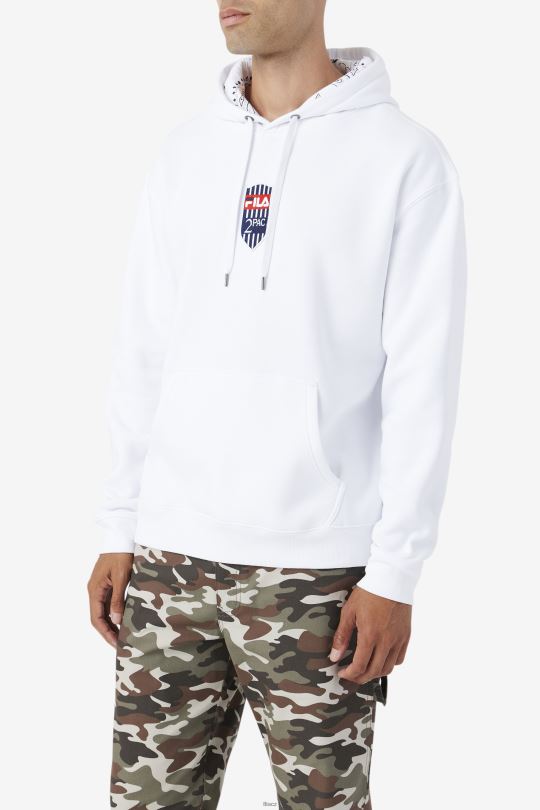 bílá mikina s kapucí fila 2pac 0668L477 bílý FILA
