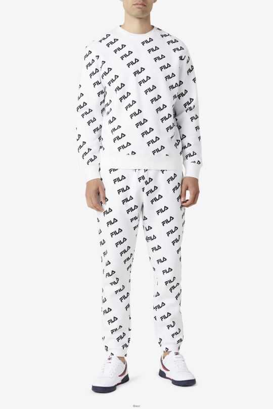 bílo/černé diagonální logo crew fila 0668L468 bílý černý FILA