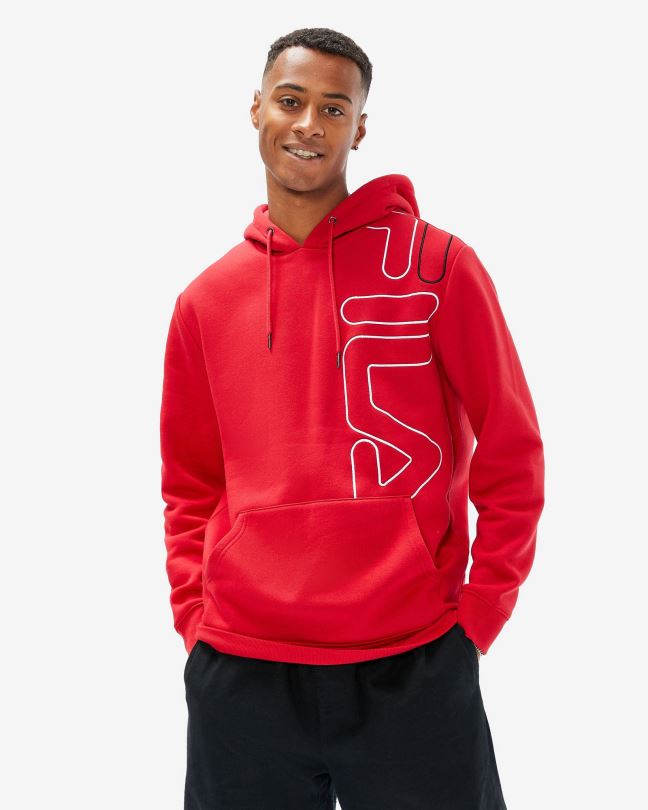 fila červená pánská mikina brando s kapucí 0668L2602 Červené FILA