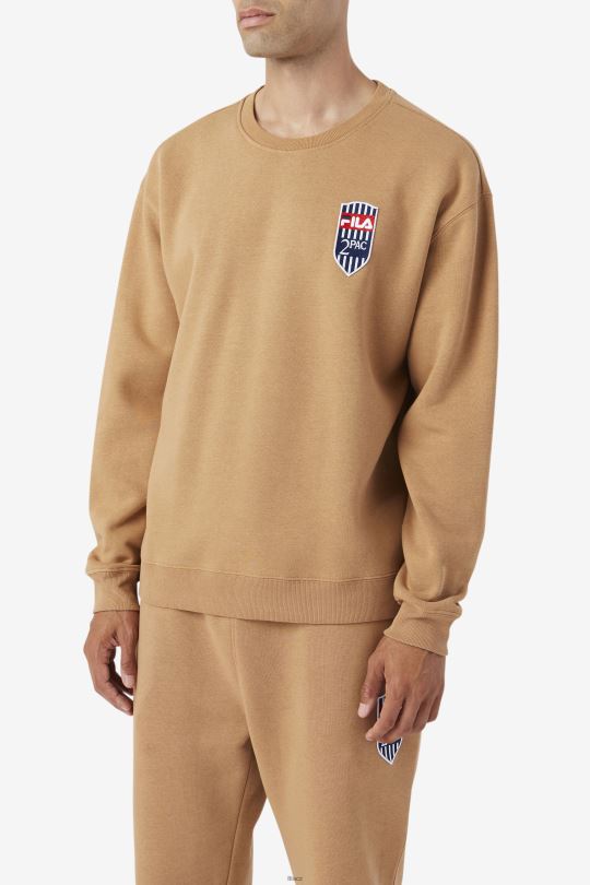 fila tabákově hnědá 2pac fleecová náplast crew 0668L514 tabákově hnědá FILA
