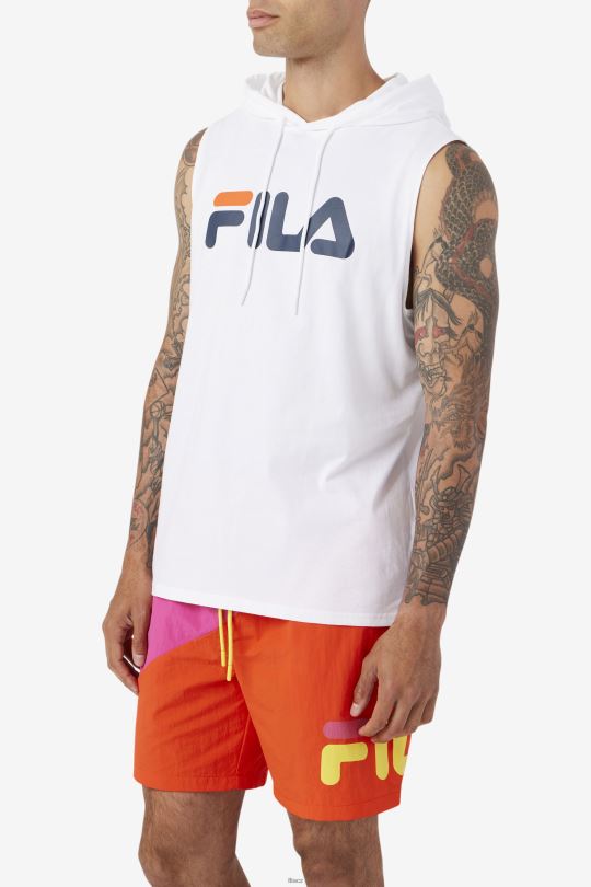 mikina fila white/navy/cherry tomato zany bez rukávů 0668L256 bílá/námořnická/třešňová rajčata FILA