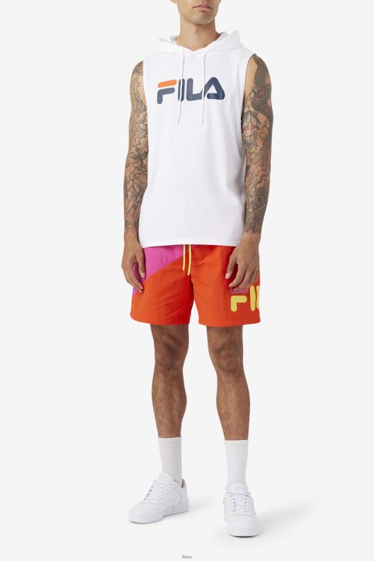 mikina fila white/navy/cherry tomato zany bez rukávů 0668L256 bílá/námořnická/třešňová rajčata FILA