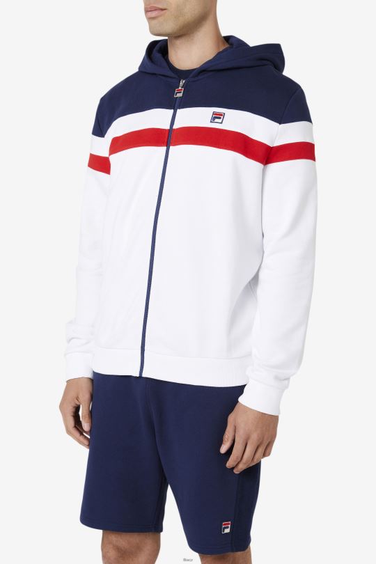 mikina s kapucí fila arlo bílá/námořnická/červená 0668L483 bílá/námořnická/červená FILA