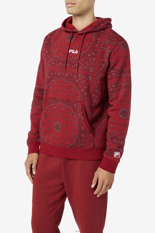 rebarbora/bandana print seneca mikina s kapucí fila 0668L522 potisk rebarbory/šátky FILA