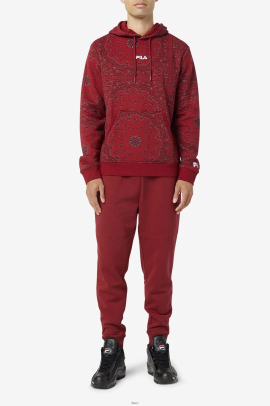 rebarbora/bandana print seneca mikina s kapucí fila 0668L522 potisk rebarbory/šátky FILA