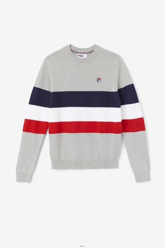 světle šedý opukový/peacoat/bílý svetr fila willkie 0668L231 světle šedá opuka/páv/bílá FILA