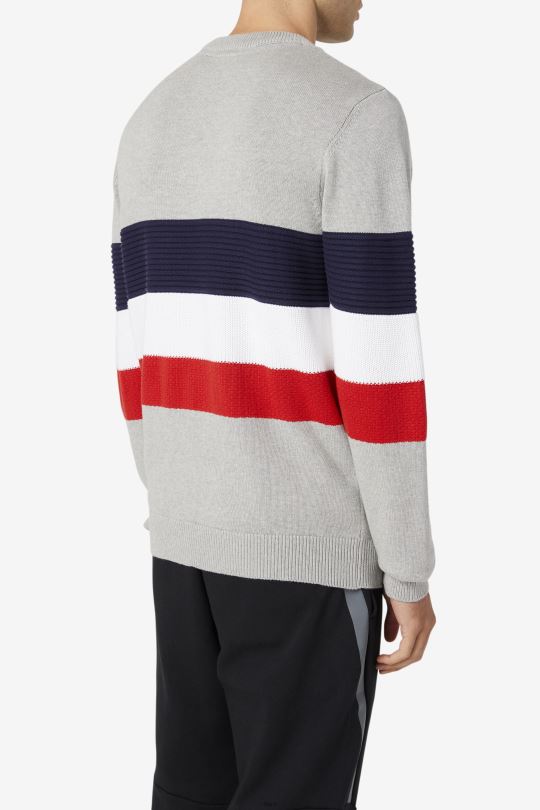světle šedý opukový/peacoat/bílý svetr fila willkie 0668L231 světle šedá opuka/páv/bílá FILA