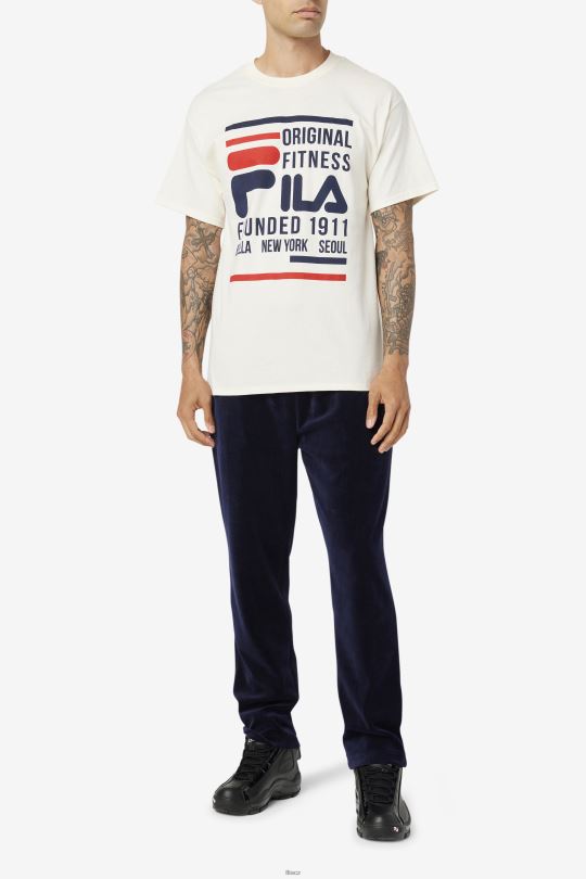 Fila gardenia/navy/červené originální fitness tričko 0668L352 gardénie/námořnická/červená FILA