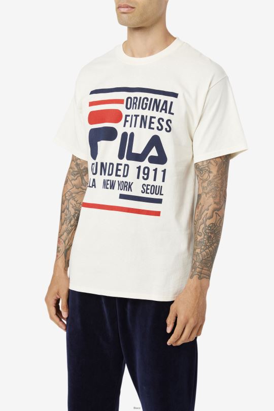 Fila gardenia/navy/červené originální fitness tričko 0668L352 gardénie/námořnická/červená FILA