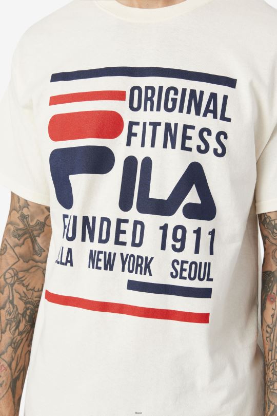 Fila gardenia/navy/červené originální fitness tričko 0668L352 gardénie/námořnická/červená FILA