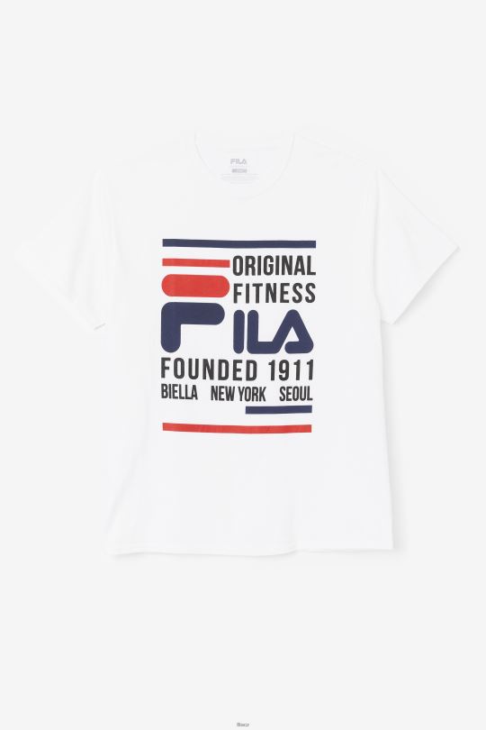 bílé/námořnické/červené originální fitness tričko fila 0668L348 bílá/námořnická/červená FILA