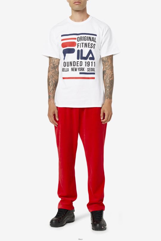 bílé/námořnické/červené originální fitness tričko fila 0668L348 bílá/námořnická/červená FILA