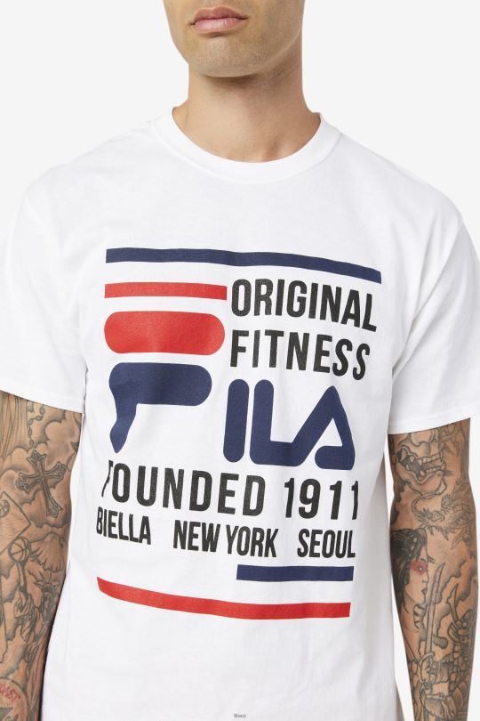 bílé/námořnické/červené originální fitness tričko fila 0668L348 bílá/námořnická/červená FILA