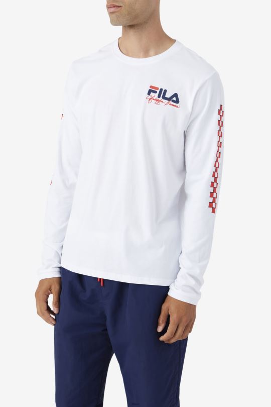 bílé tričko fila bevans park s dlouhým rukávem 0668L250 bílý FILA