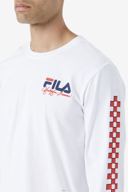 bílé tričko fila bevans park s dlouhým rukávem 0668L250 bílý FILA