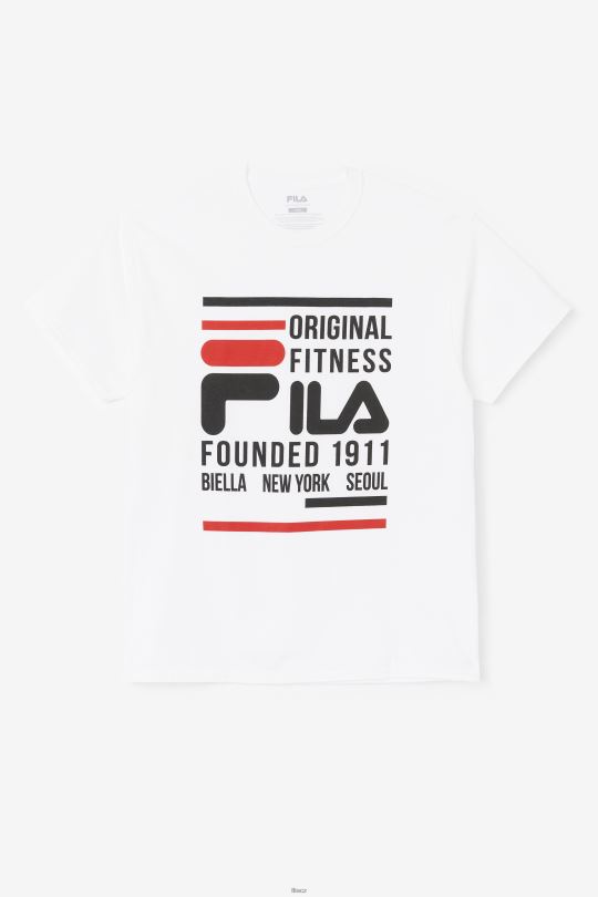 bílo/černo/červené fila originální fitness tričko 0668L351 bílá/černá/červená FILA