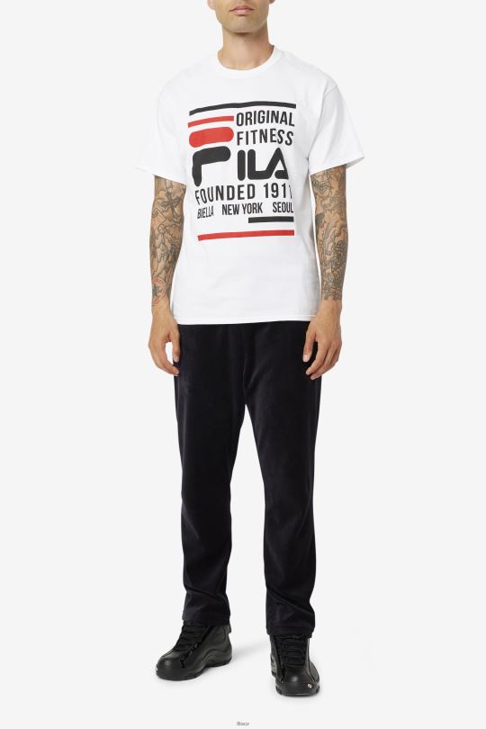 bílo/černo/červené fila originální fitness tričko 0668L351 bílá/černá/červená FILA