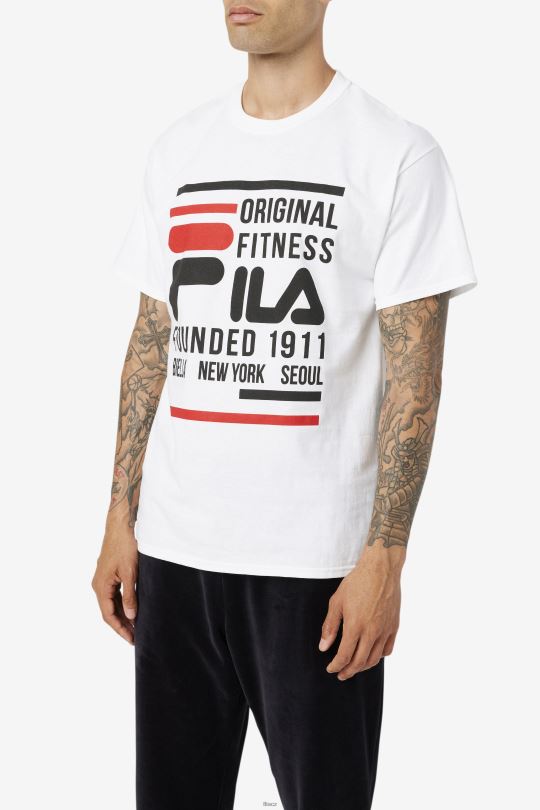 bílo/černo/červené fila originální fitness tričko 0668L351 bílá/černá/červená FILA