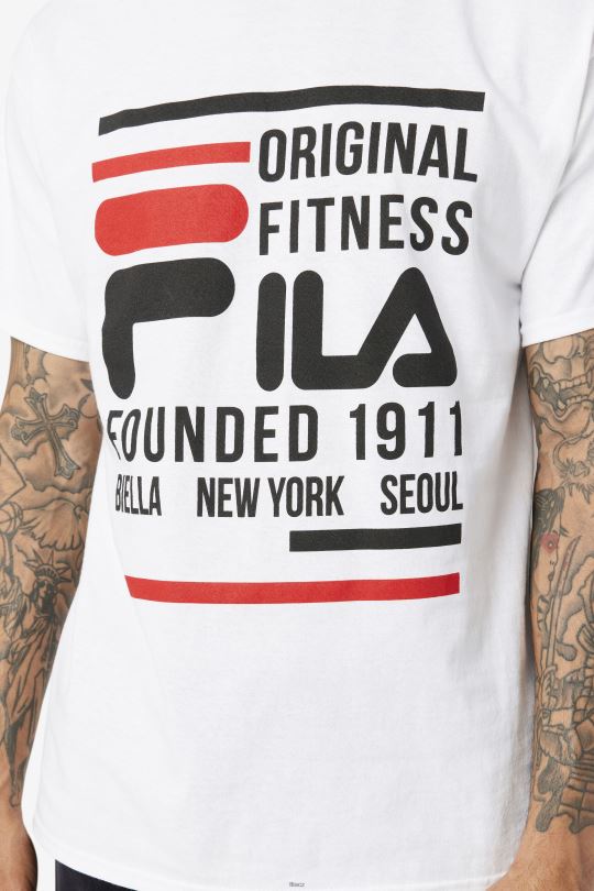 bílo/černo/červené fila originální fitness tričko 0668L351 bílá/černá/červená FILA
