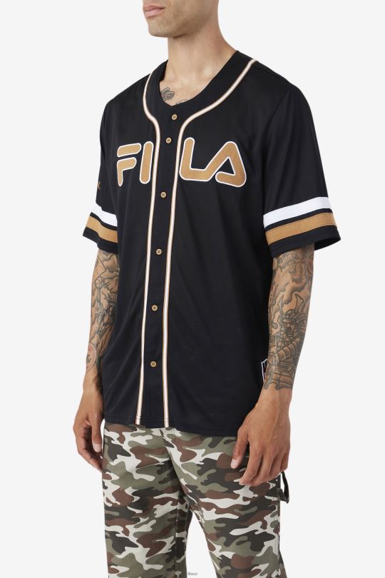 baseballový dres black/tabacco brown/white fila 2pac 0668L213 černá/tabákově hnědá/bílá FILA