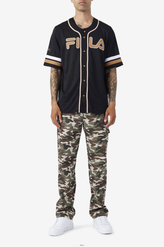 baseballový dres black/tabacco brown/white fila 2pac 0668L213 černá/tabákově hnědá/bílá FILA