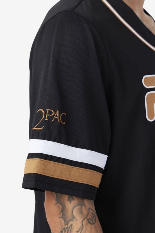 baseballový dres black/tabacco brown/white fila 2pac 0668L213 černá/tabákově hnědá/bílá FILA