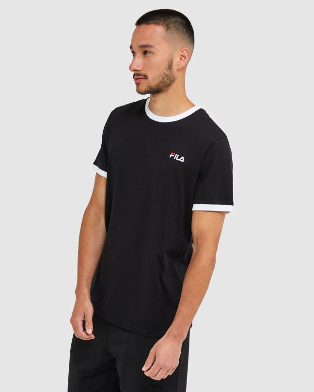 černé pánské triko fila classic s ringerem 0668L2481 Černá FILA