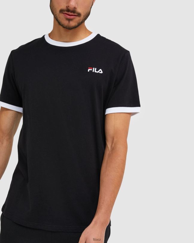 černé pánské triko fila classic s ringerem 0668L2481 Černá FILA